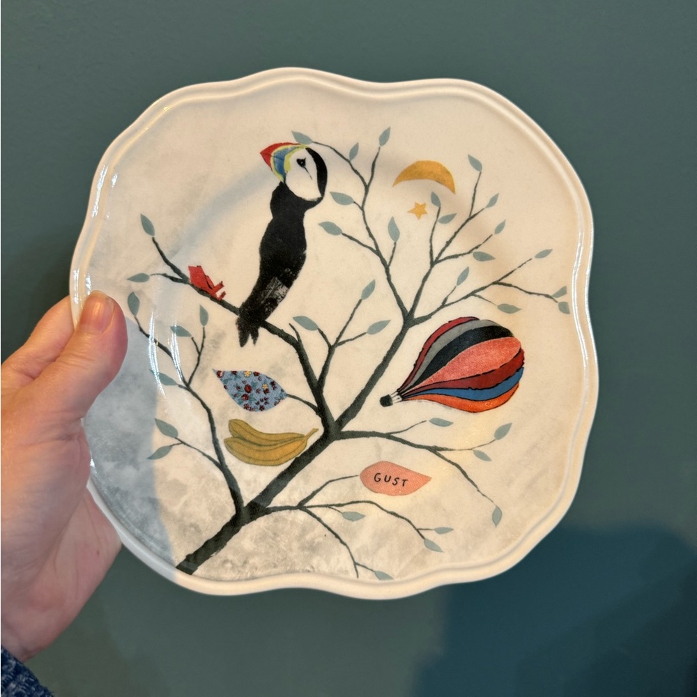 Anthropologie Rebecca Rebouche Proud Puffin Dessert Plate Penguin